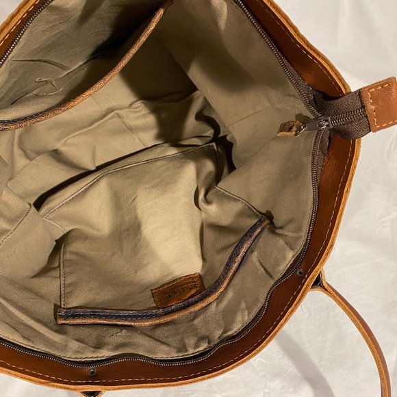 Distressed Blue Leather Tote - Picture 4 of 4